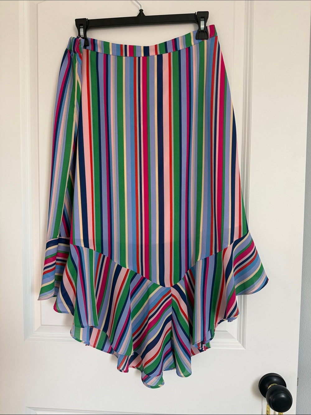 Multicolor Striped Ruffle Hem Women's Skirt